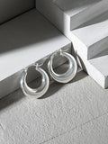 925 Silver Geometric Circle Hoop Earrings