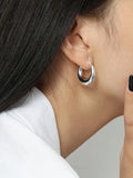 925 Silver Geometric Circle Hoop Earrings
