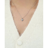 925 Silver Chain Necklace w/ Steel Heart Pendant for Women