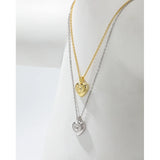 925 Silver Chain Necklace w/ Steel Heart Pendant for Women