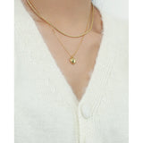 925 Silver Chain Necklace w/ Steel Heart Pendant for Women