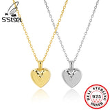 925 Silver Chain Necklace w/ Steel Heart Pendant for Women