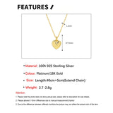 925 Silver Chain Necklace w/ Steel Heart Pendant for Women
