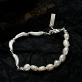 925 Silver Baroque Pearl Chain Bracelet for Women
