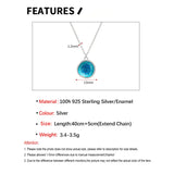 Enamel Round Pendants Necklace 925 Sterling Silver Chain Acessorios