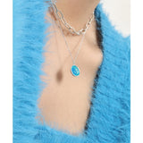 Enamel Round Pendants Necklace 925 Sterling Silver Chain Acessorios