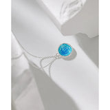 Enamel Round Pendants Necklace 925 Sterling Silver Chain Acessorios