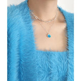 Enamel Round Pendants Necklace 925 Sterling Silver Chain Acessorios