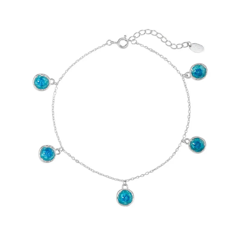 925 Sterling Silver Enamel Anklets For Women Beach Accessories