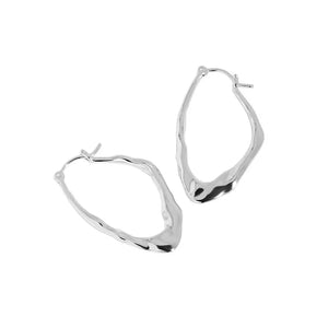 S'STEEL 925 Silver Hoop Earing For Women Minimalist Texture 18 K Jewelry