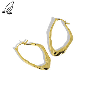 S'STEEL 925 Silver Hoop Earing For Women Minimalist Texture 18 K Jewelry