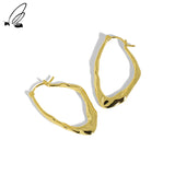 S'STEEL 925 Silver Hoop Earing For Women Minimalist Texture 18 K Jewelry