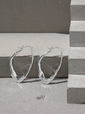 S'STEEL 925 Silver Hoop Earing For Women Minimalist Texture 18 K Jewelry
