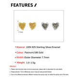 925 Silver Small Heart Studs Earings Women