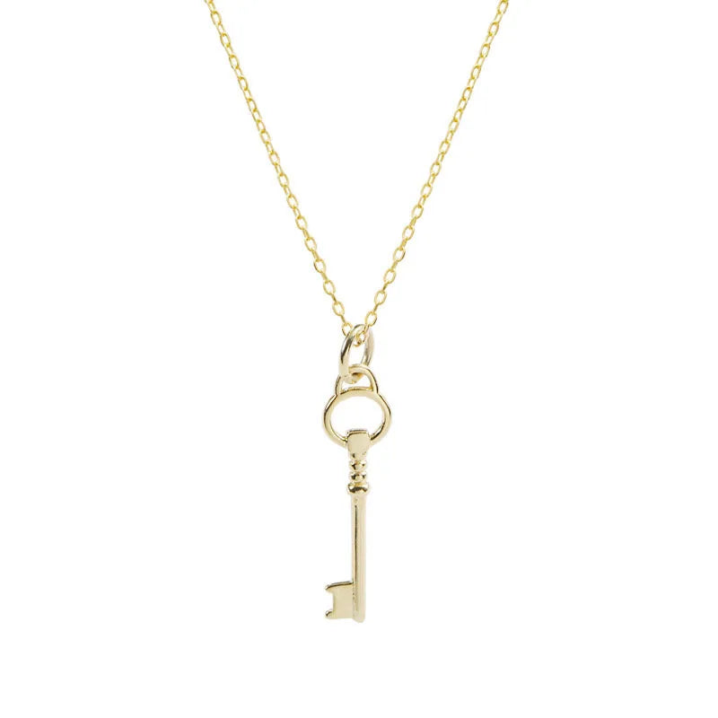 S'STEEL Key Pendant Necklace 925 Sterling Silver Jewelry Chain Charms Kolye