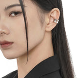925 Silver Earcuff Earrings Wrinkle Texture Clip-On Fine Jewelry