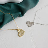 925 Silver Hammered Hearts Pendant Necklace Women Clavicle Chain Locket