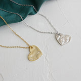 925 Silver Hammered Hearts Pendant Necklace Women Clavicle Chain Locket