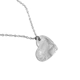 925 Silver Hammered Hearts Pendant Necklace Women Clavicle Chain Locket