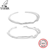 925 Sterling Silver Minimalist Irregular Texture Cuff Bangle