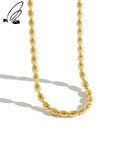 925 Silver Necklace Women Chokers Olive Bead Chain Collar Fine Jewelry