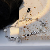 925 Sterling Silver Pearl Zircon Ankle Bracelet for Women Fine Jewelry