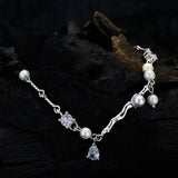 925 Sterling Silver Pearl Zircon Ankle Bracelet for Women Fine Jewelry