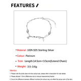 925 Sterling Silver Pearl Zircon Ankle Bracelet for Women Fine Jewelry