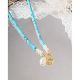 Baroque Pearl Turquoise Necklace Girls Sterling Silver 925 Chain Jewelry