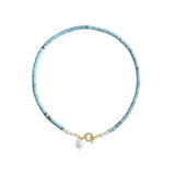 Baroque Pearl Turquoise Necklace Girls Sterling Silver 925 Chain Jewelry