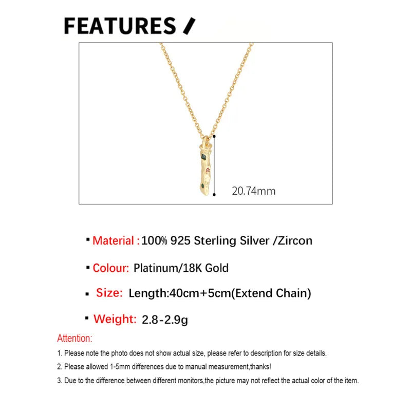 S'STEEL Zircon Sterling Silver 925 Women Pendant Necklace Vintage Jewelry