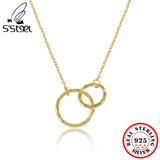 S'STEEL Double Circle Chokers 925 Sterling Silver Necklace For Women