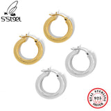 Minimalist Geometric Circle 925 Sterling Silver Hoops Earrings