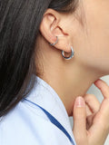 Minimalist Geometric Circle 925 Sterling Silver Hoops Earrings
