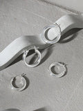 Minimalist Geometric Circle 925 Sterling Silver Hoops Earrings
