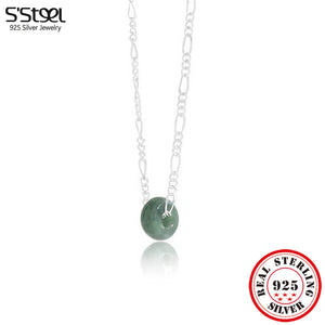 925 Silver Geometric Jade Pendant Necklace for Women