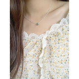 925 Silver Geometric Jade Pendant Necklace for Women