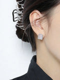 Geometric Micro Inlaid Crystal Earrings 925 Sterling Silver Ear Stud