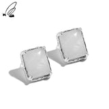 Geometric Micro Inlaid Crystal Earrings 925 Sterling Silver Ear Stud