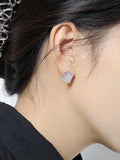 Geometric Micro Inlaid Crystal Earrings 925 Sterling Silver Ear Stud