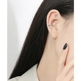 925 Silver Chain Tassel Earrings Women Ear Cuff Clip On Fine Jewelry