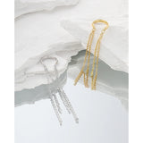 925 Silver Chain Tassel Earrings Women Ear Cuff Clip On Fine Jewelry