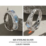 Moonstone 925 Sterling Silver Zirconia Adjustable Ring for Women