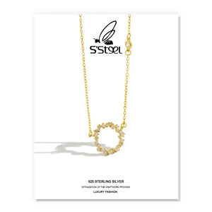 925 Sterling Silver Zircon Chain Necklace for Women