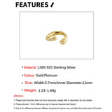 S925 Sterling Silver Clip On Earrings for Women Ear Cuff Jewelry