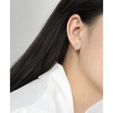 925 Sterling Silver Oval Zircon Huggie Earrings - Fine Jewelry