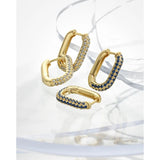 925 Sterling Silver Oval Zircon Huggie Earrings - Fine Jewelry
