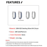 925 Sterling Silver Oval Zircon Huggie Earrings - Fine Jewelry
