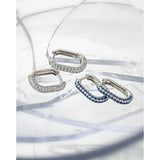 925 Sterling Silver Oval Zircon Huggie Earrings - Fine Jewelry