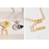 925 Silver Star Moon Zircon Necklace Chain Jewelry